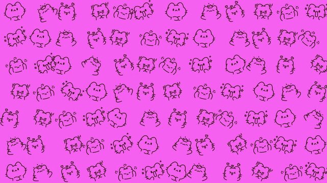 cat sketches on pink backdrop, perfect for childrens books, education materials, and naturethemed designs. Vibrant and playful illustrations.