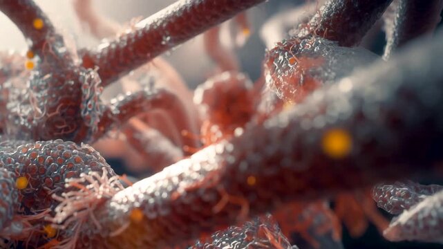 Microscopic View of Biological Tissue Fibers and Cellular Structures in Detailed Illustration