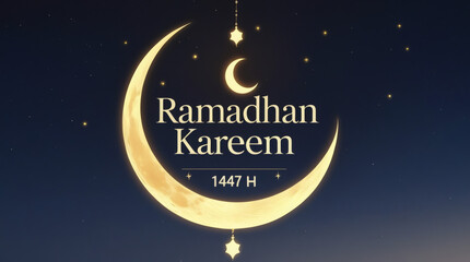 Ramadhan Kareem 1447 H Arabic Islamic Greeting for Ramadan Celebration Wishes