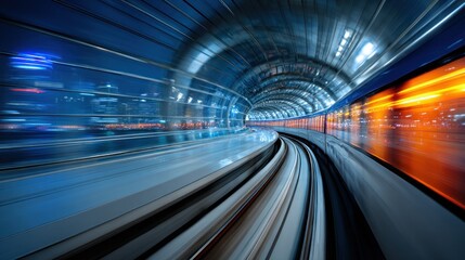 Abstract metro tunnel transportation