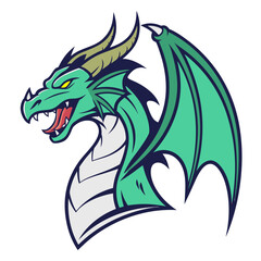 Fototapeta premium Green Dragon Cartoon Character Illustration.