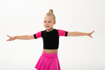 Young dancer with cochlear implant performing expressive sport dance movement. Hearing loss rehabilitation, auditory therapy, assistive technology, physical coordination, and confidence growth