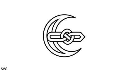 Chain link with crescent moon symbol. © Avra