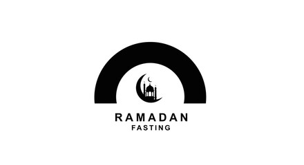 Ramadan fasting logo with crescent moon.