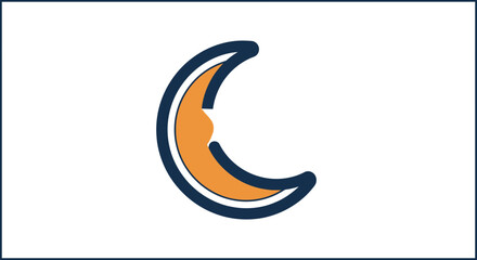 Crescent Moon Symbol Icon Design.
