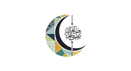 Islamic crescent moon symbol art.