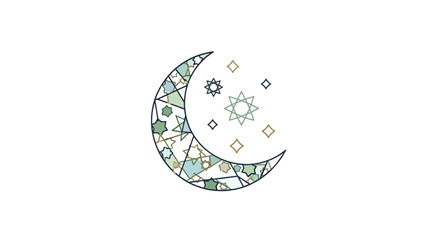 Stained glass crescent moon design.
