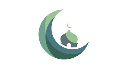 Crescent Moon and Mosque Icon.