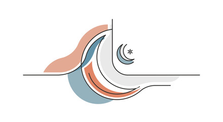 Crescent Moon and Star Symbol Design.