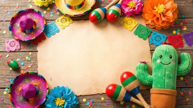 Festive celebration decor colorful party setup handmade crafts vibrant environment top-down view fun theme for birthday or special occasion