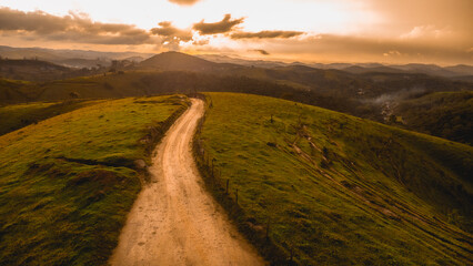 Arial view of Santa Branca,  Countryside and farmland in the state of Sao Paulo, Brazil.