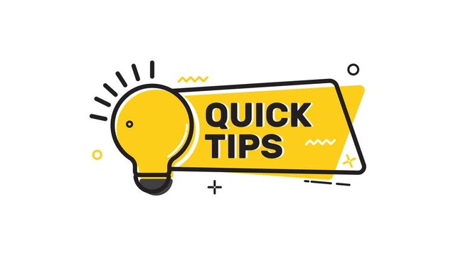 Quick Tips Badge with Light Bulb. Quick Tips Animated Icon on White Background. 4k videos