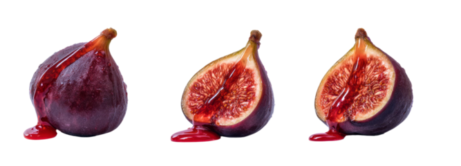 Fresh figs with juice on transparent background food photography studio