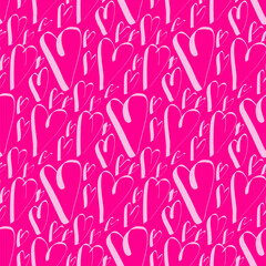 Seamless pattern with hearts in doodle style. Vector illustration.