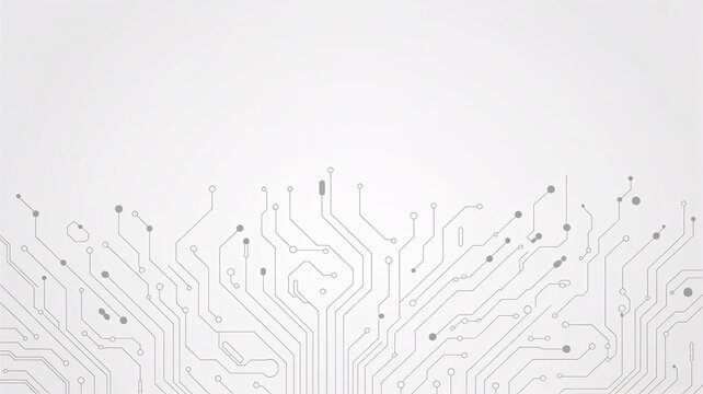 A futuristic circuit board design on a white background with gray details