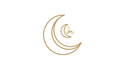 Golden crescent moon Islamic symbol. © sakura