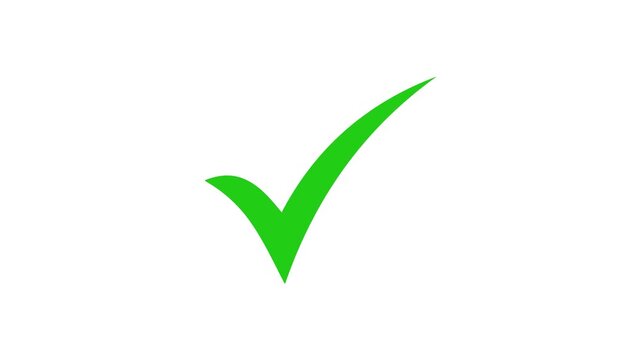 correct sign and approval symbol, 4k loopable animation. animated green tick button.