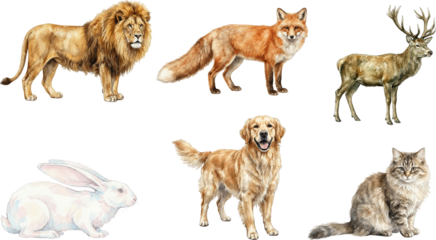 collection of watercolor animals