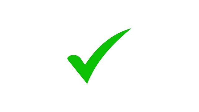 correct sign and approval symbol animation on white background. animated checkmark for success.