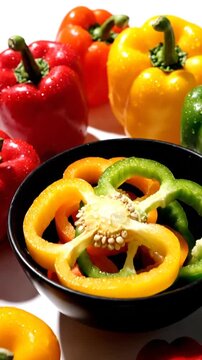 Fresh Bell Peppers in Vibrant Colors, Arranged in Artistic and Eye-Catching Composition