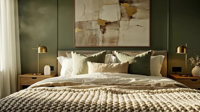 warm hotel room with bed