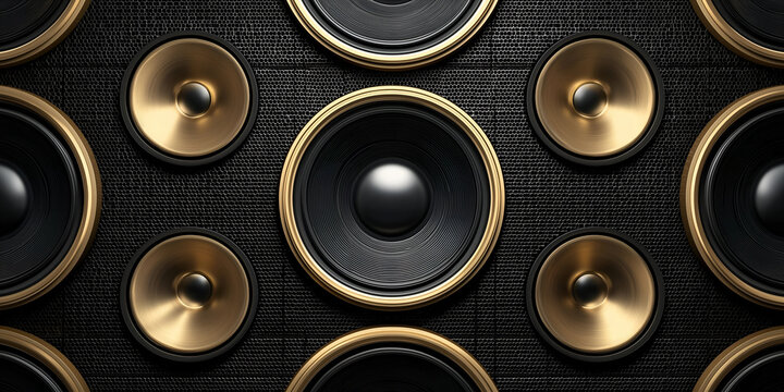 A close-up view of various speakers showcasing intricate designs and sound technology, perfect for audio enthusiasts.