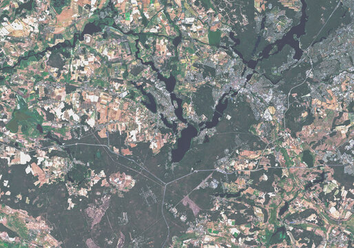 Berlin urban structure and green spaces, open data satellite image
