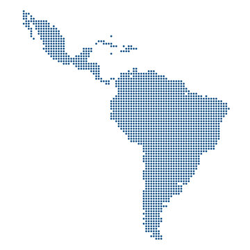 Central and South America Blue Dotted Vector Map for LATAM Fintech and Connectivity