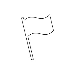 A large black outline flag symbol on the center. Illustration on transparent background
