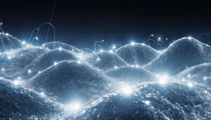 Abstract, illuminated waves with glowing interconnecting strands