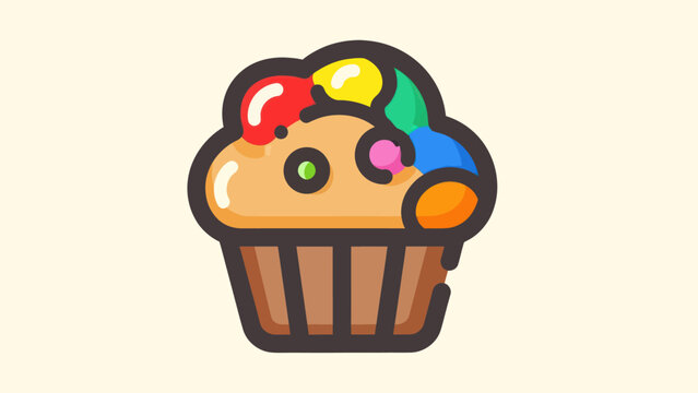 Colorful cupcake illustration on a light background for various uses - Powered by Adobe