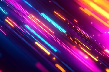 Diagonal streaks of vibrant neon light against dark background, creating dynamic motion and futuristic abstract energy