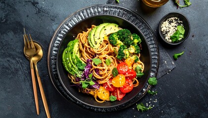 Vegane Erdnuss-Nudel-Bowl