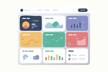 Flat vector illustration of a remote worker analyzing data on a computer screen. Ideal for work from home, business analytics, and technology-related concepts.
