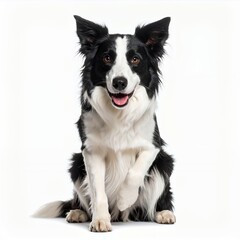 Fototapeta premium Elegant Border Collie Portrait on White Backdrop Emphasizing Breed's Charm