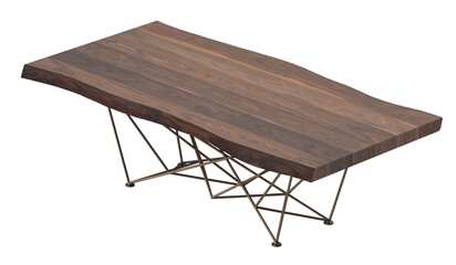 Modern Live Edge Walnut Coffee Table with Geometric Metal Base