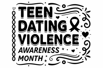 Teen Dating Violence Awareness Month Vector Illustration, Stop Teen Abuse and Relationship Safety Design