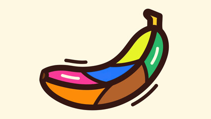 Colorful segmented banana illustration on a neutral background for design uses © Farukrekruk