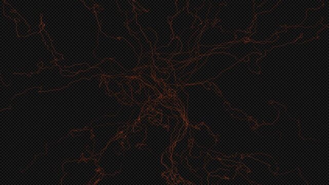Abstract red Energy Trails Flowing Through transparent Background