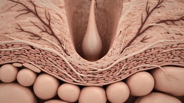 Skin texture with layers of cells and tissue