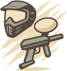 Obraz premium Paintball Mask and Gun with Abstract Background helmet