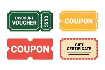 Colorful Discount Voucher and Coupon Icons for Shopping and Savings