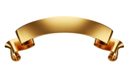A luxurious golden ribbon banner with a subtle curve and realistic sheen, ideal for titles, awards, and decorative elements.
