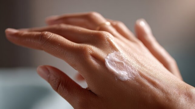 Medium shot of a person gently applying moisturizing cream to sensitive skin postdialysis emphasizing hydration and soothing relief