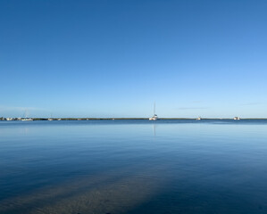 Sailboats Anchored in Calm Waters of Key Largo, Florida