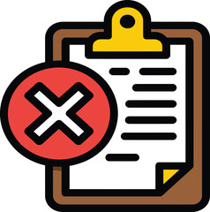 Fototapeta premium A clipboard document displays an incorrect mark indicated by a large red X symbol.