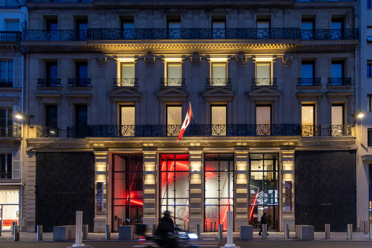 Paris, France &ndash; January 1, 2026: Embassy of Canada building in the city, illustrating Canada&rsquo;s diplomatic presence and international relations in the French capital.