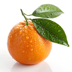 Fresh Orange Fruit with Green Leaves