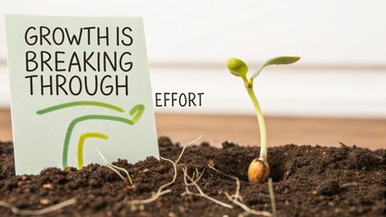 Tiny Seedling Breaking Through Earth Demonstrating Growth