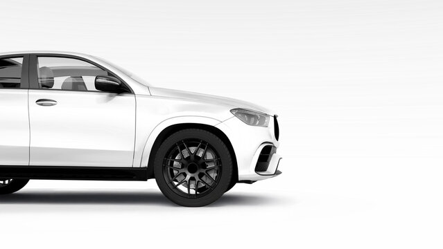 White luxury SUV with sleek design and modern features on plain background